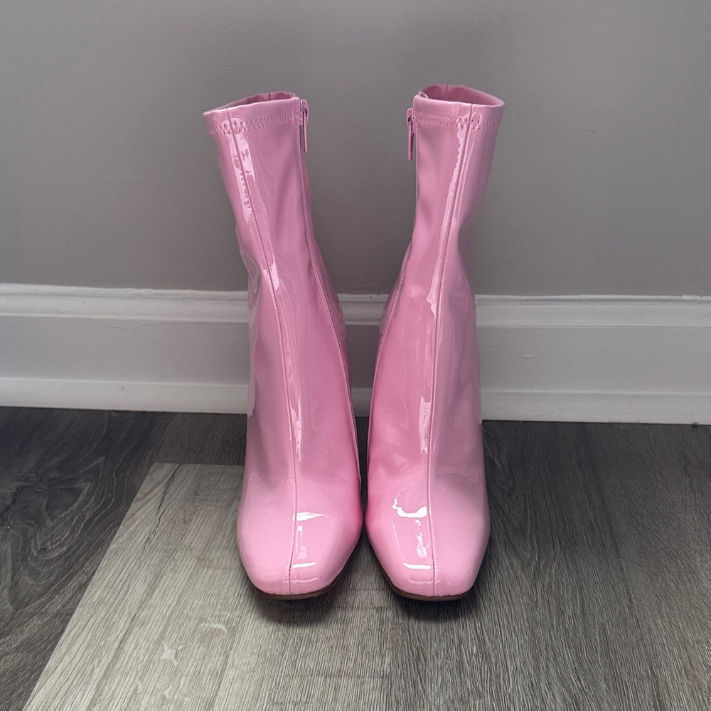 Steve Madden Glossy Pink Heeled Boots